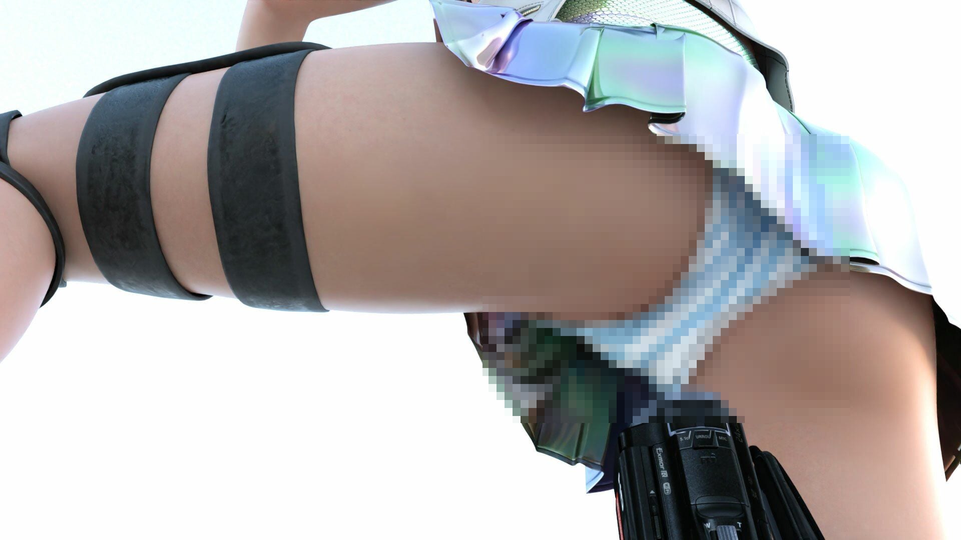 【▲100】廻里が主人公のMMORPG『編隊コレクション』ゲーム動画（Vol.1:編隊モード突入で編隊娘のスカート内鑑賞 PV04:水色シマシマ柄パンティ）