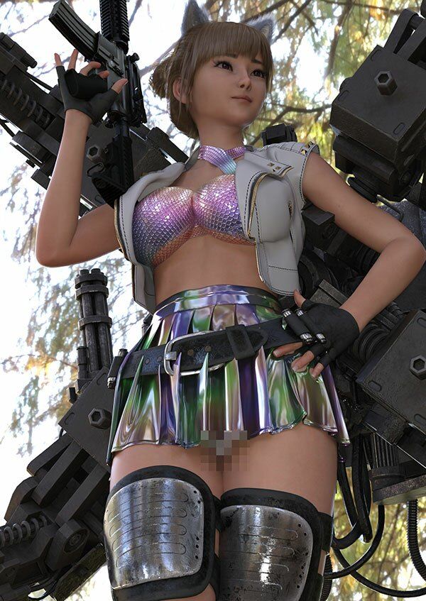 【▲100】廻里が主人公のMMORPG『編隊コレクション』ゲーム動画（Vol.1:編隊モード突入で編隊娘のスカート内鑑賞 PV04:水色シマシマ柄パンティ）