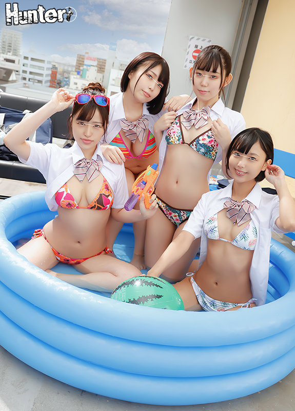 イケてる女子グループが学校の屋上にプールを設置!制服×プール×水着のエロ過ぎる組み合わせに勃起して…去年まで女子校だった学校に編入したら…