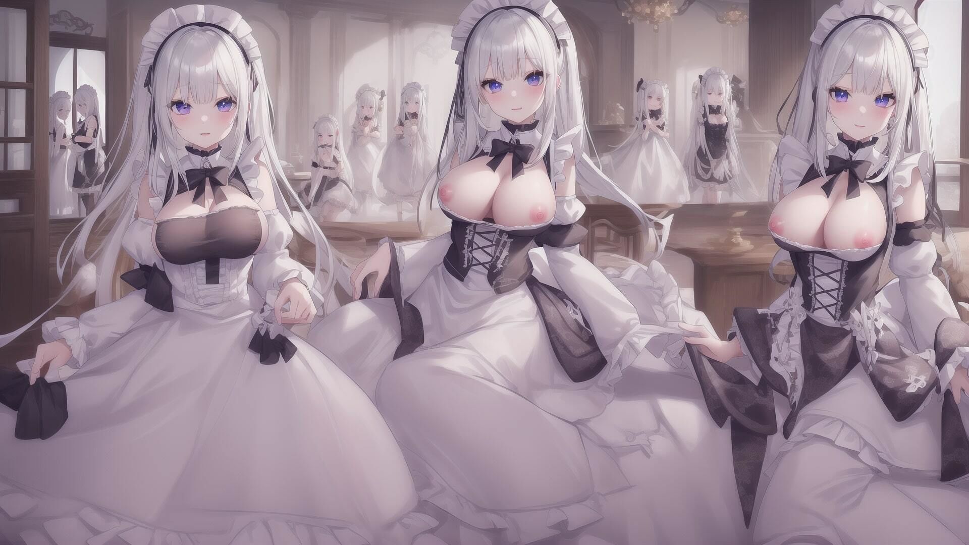 フリルの多い美しいメイド イラスト素材集 500枚