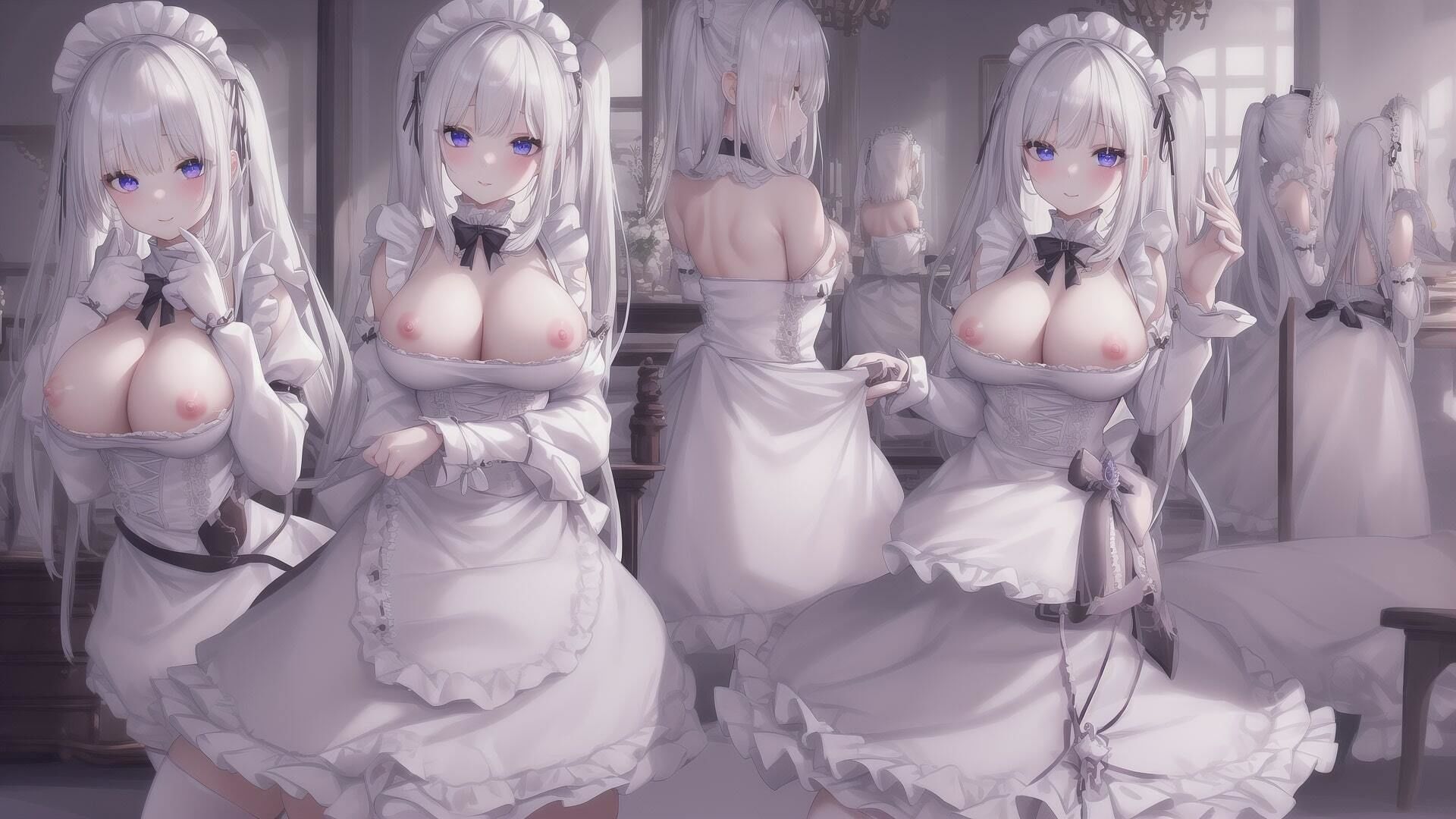 フリルの多い美しいメイド イラスト素材集 500枚