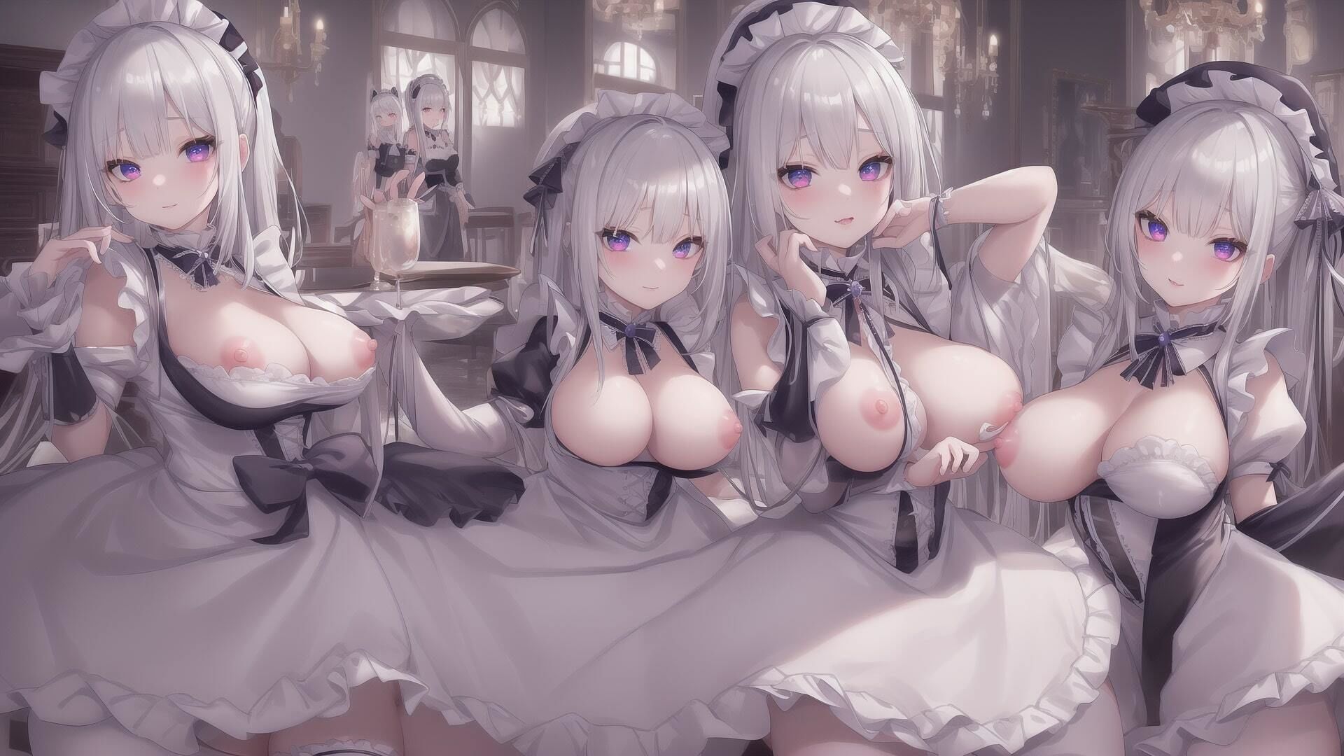 フリルの多い美しいメイド イラスト素材集 500枚