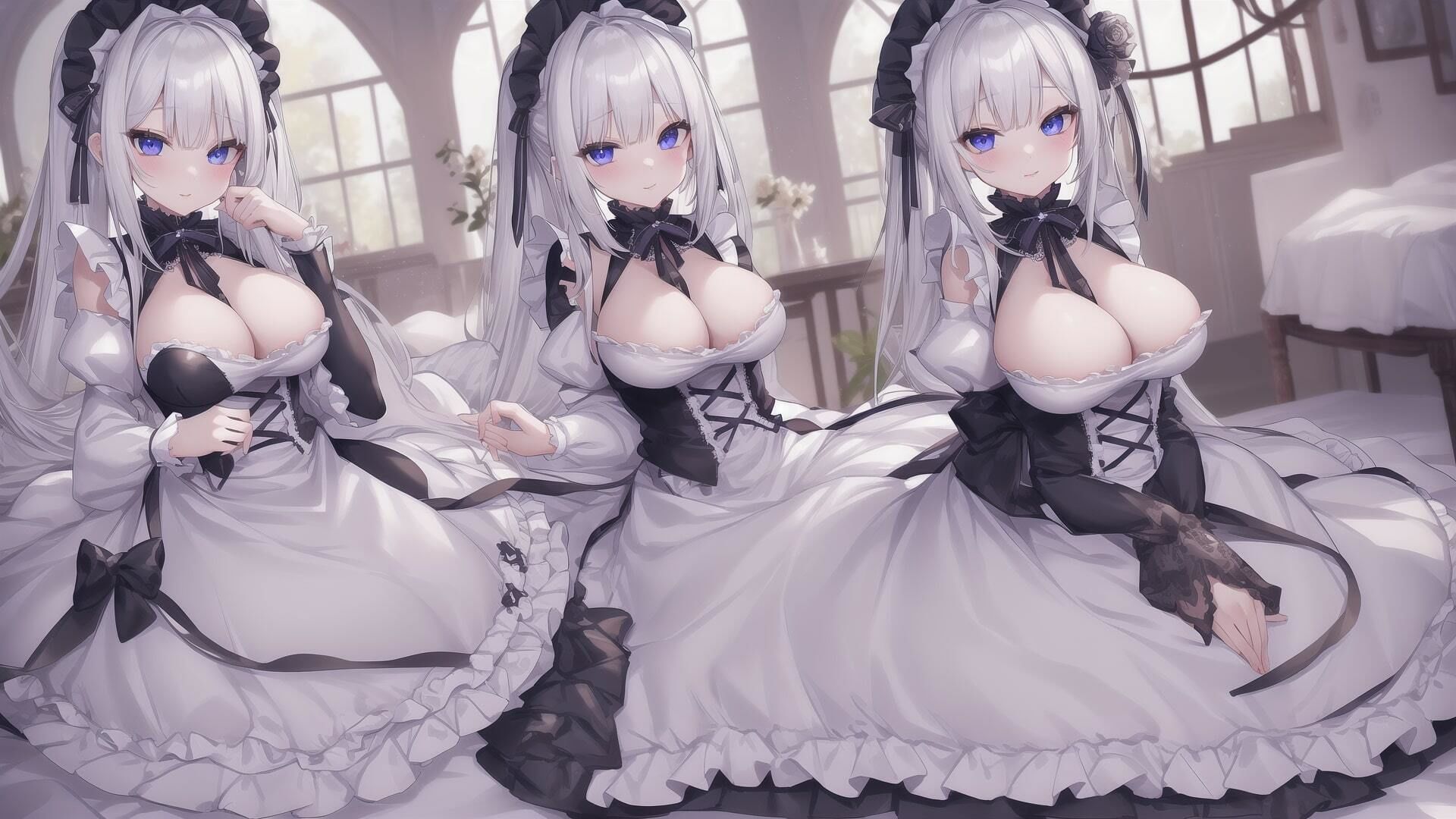 フリルの多い美しいメイド イラスト素材集 500枚