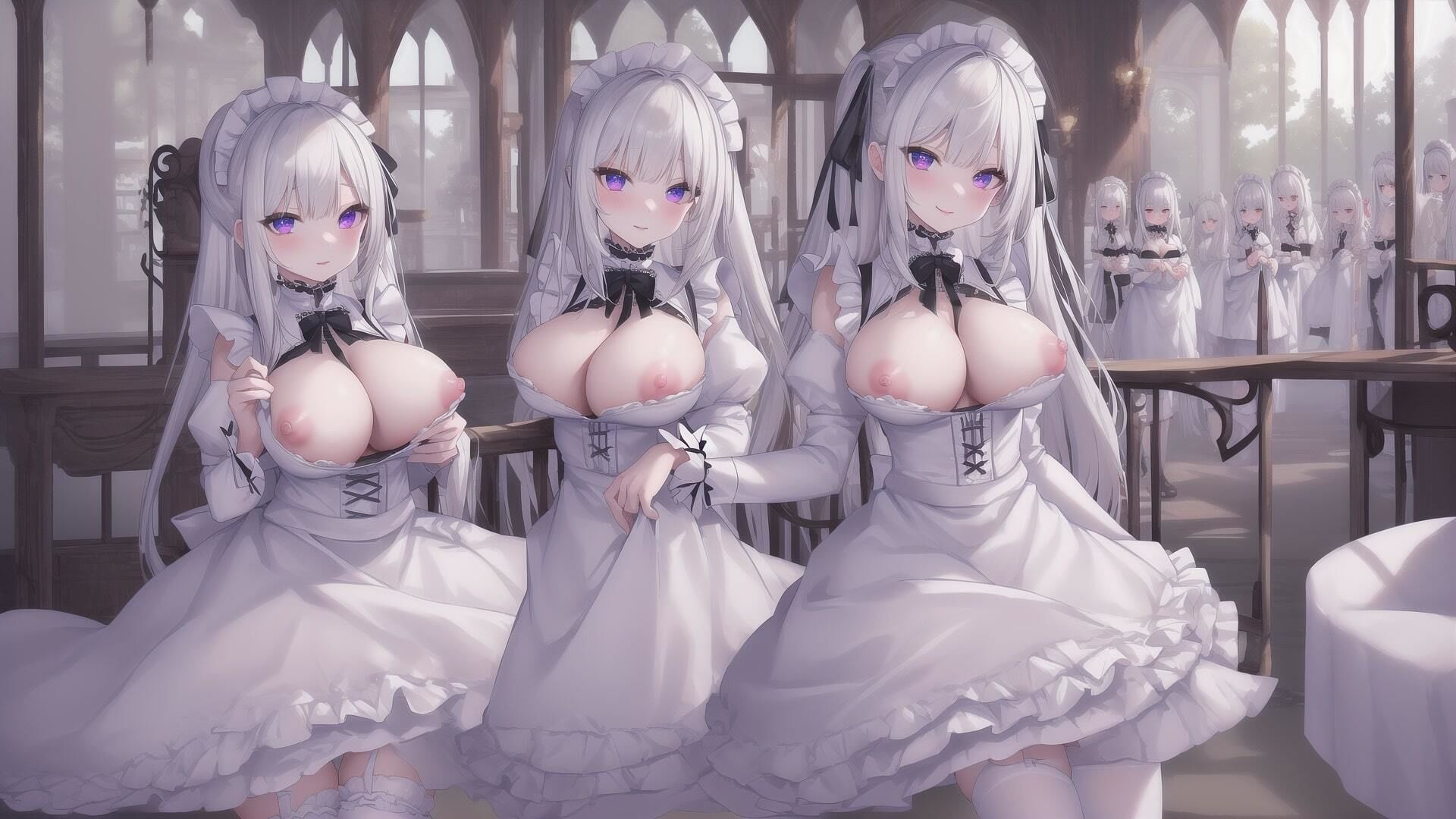 フリルの多い美しいメイド イラスト素材集 500枚