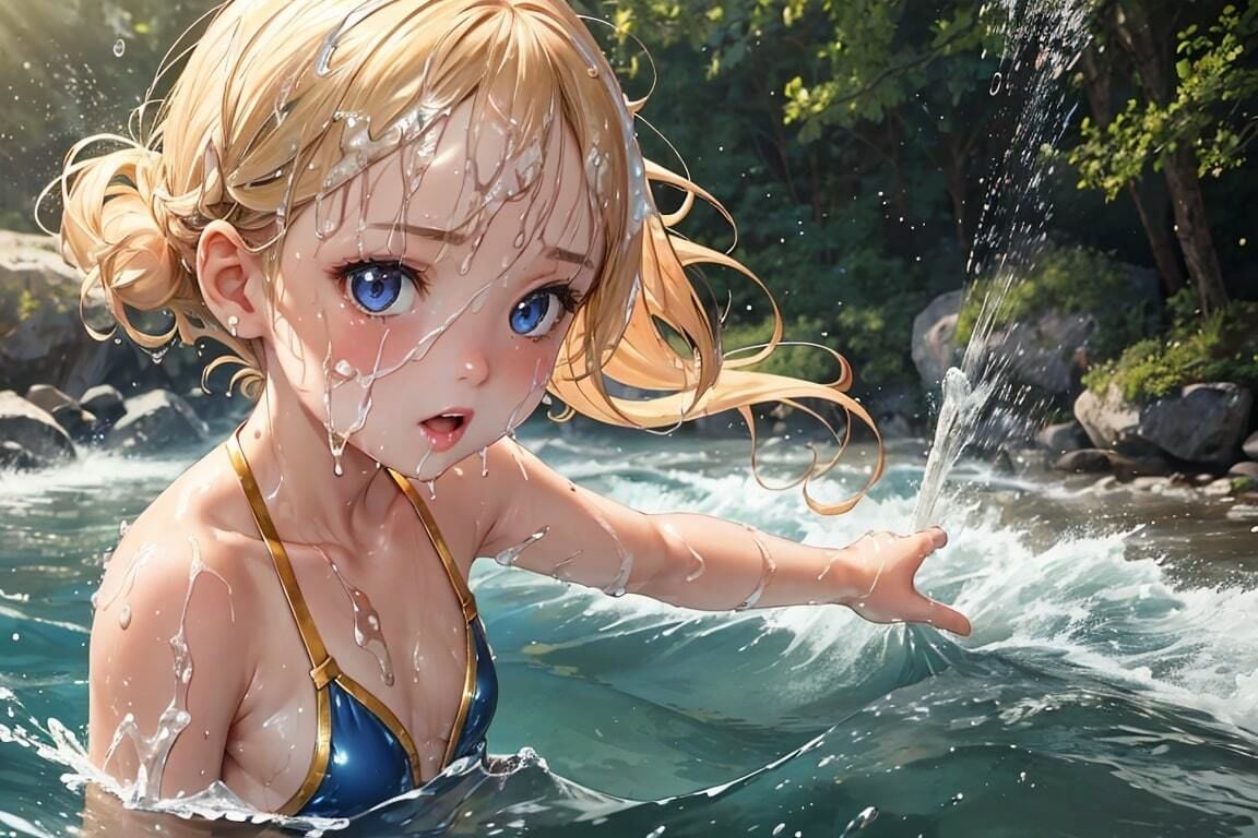 水と戯れる妹