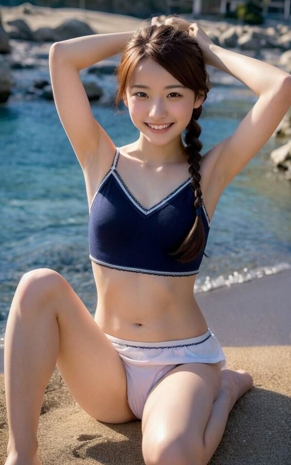ぺちゃパイおさげ女子