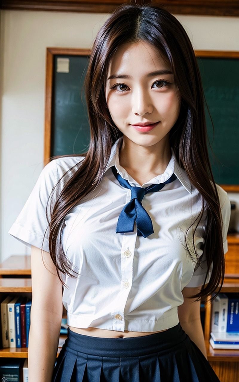 AI美女JK風グラビアモデル写真集 乱れる制服 巨乳 爆乳 谷間 エロ制服 JKコスプレ 1巻