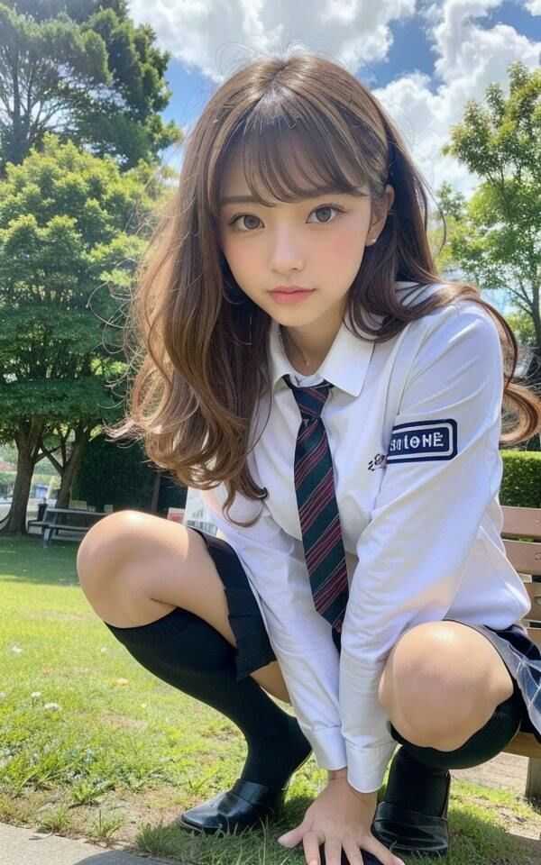 ギャルJK しゃがんでお股丸見え集