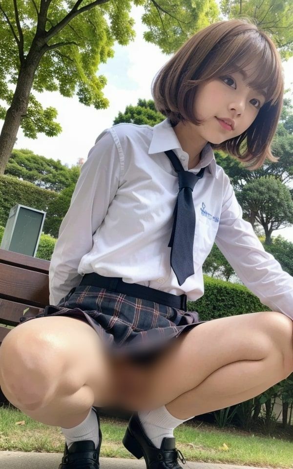 ギャルJK しゃがんでお股丸見え集