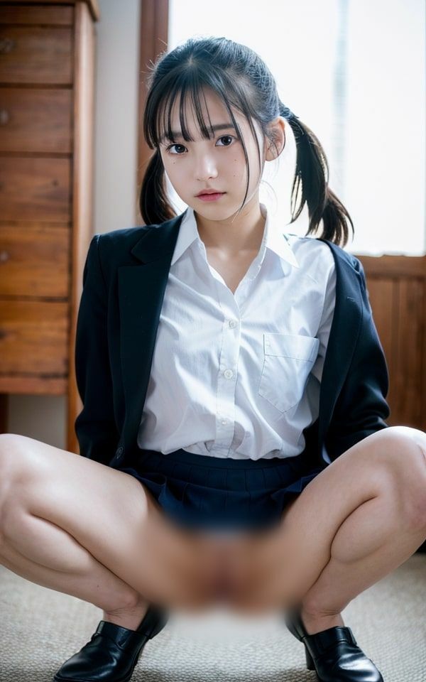 開脚！おさげ女子