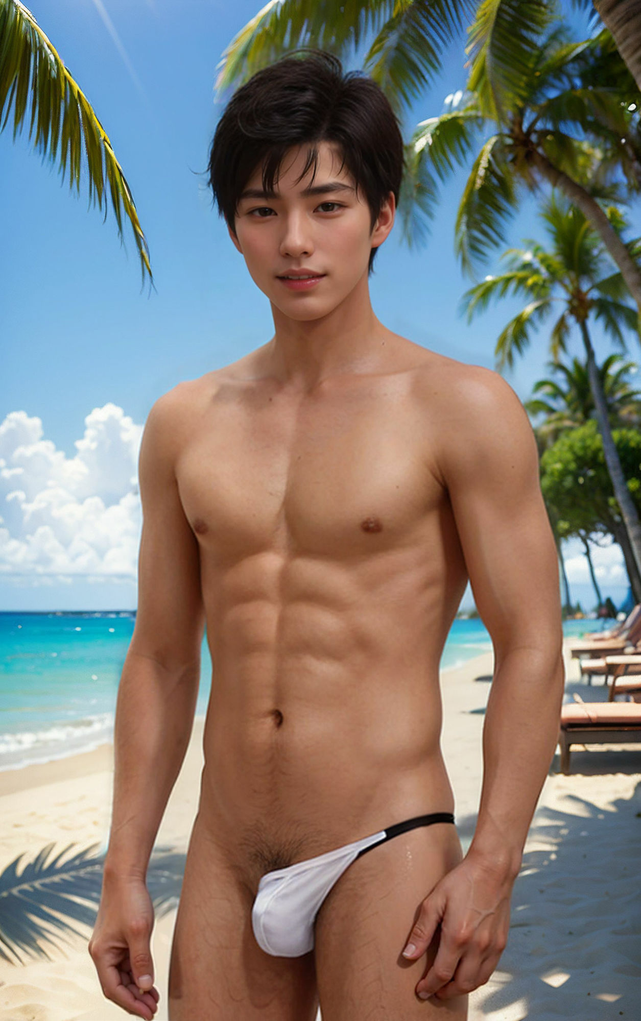 AI片側水着男子