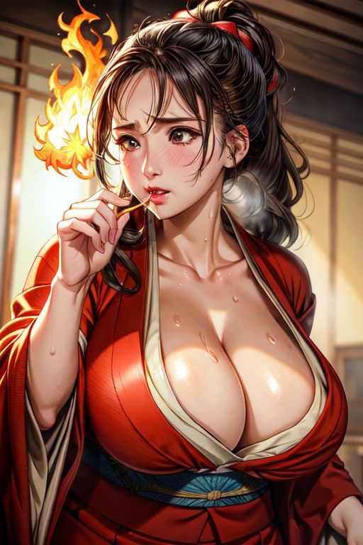 爆乳AI脱ぎかけ着物1