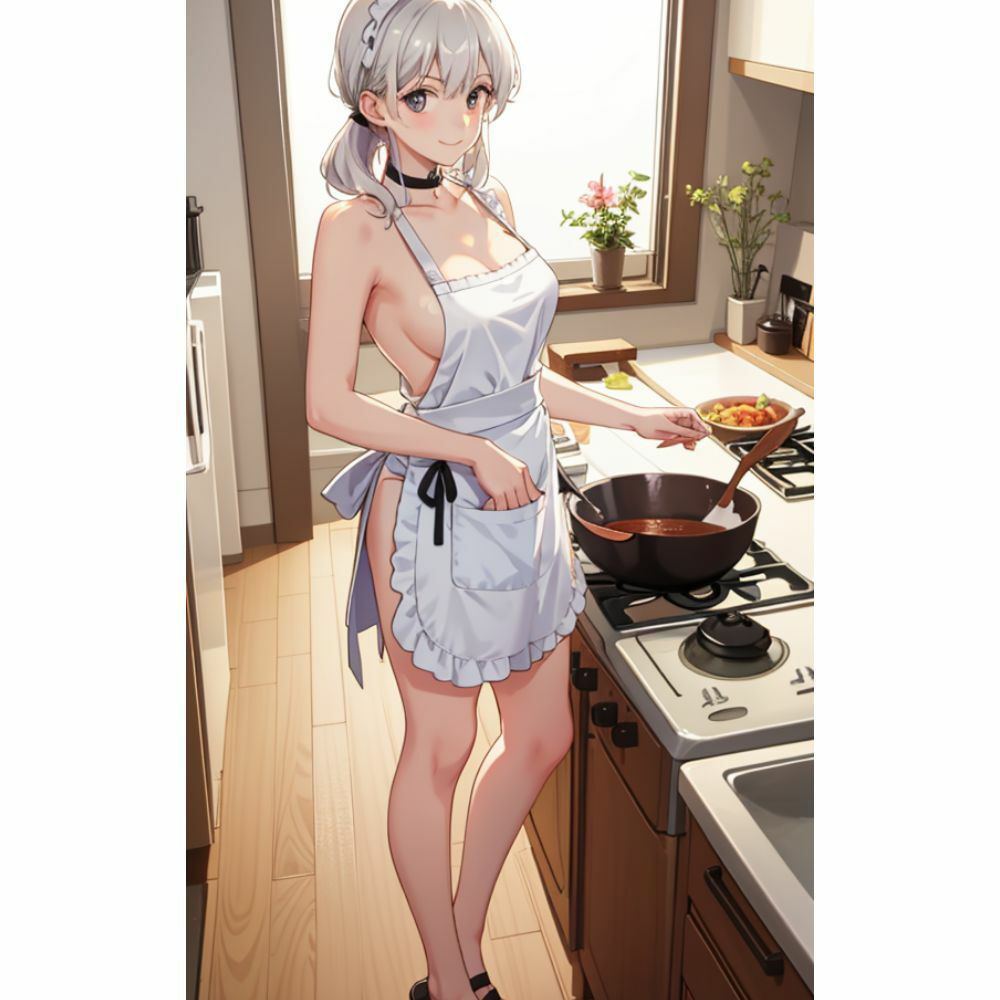お姉さんが裸エプロンで朝食を作ってくれる
