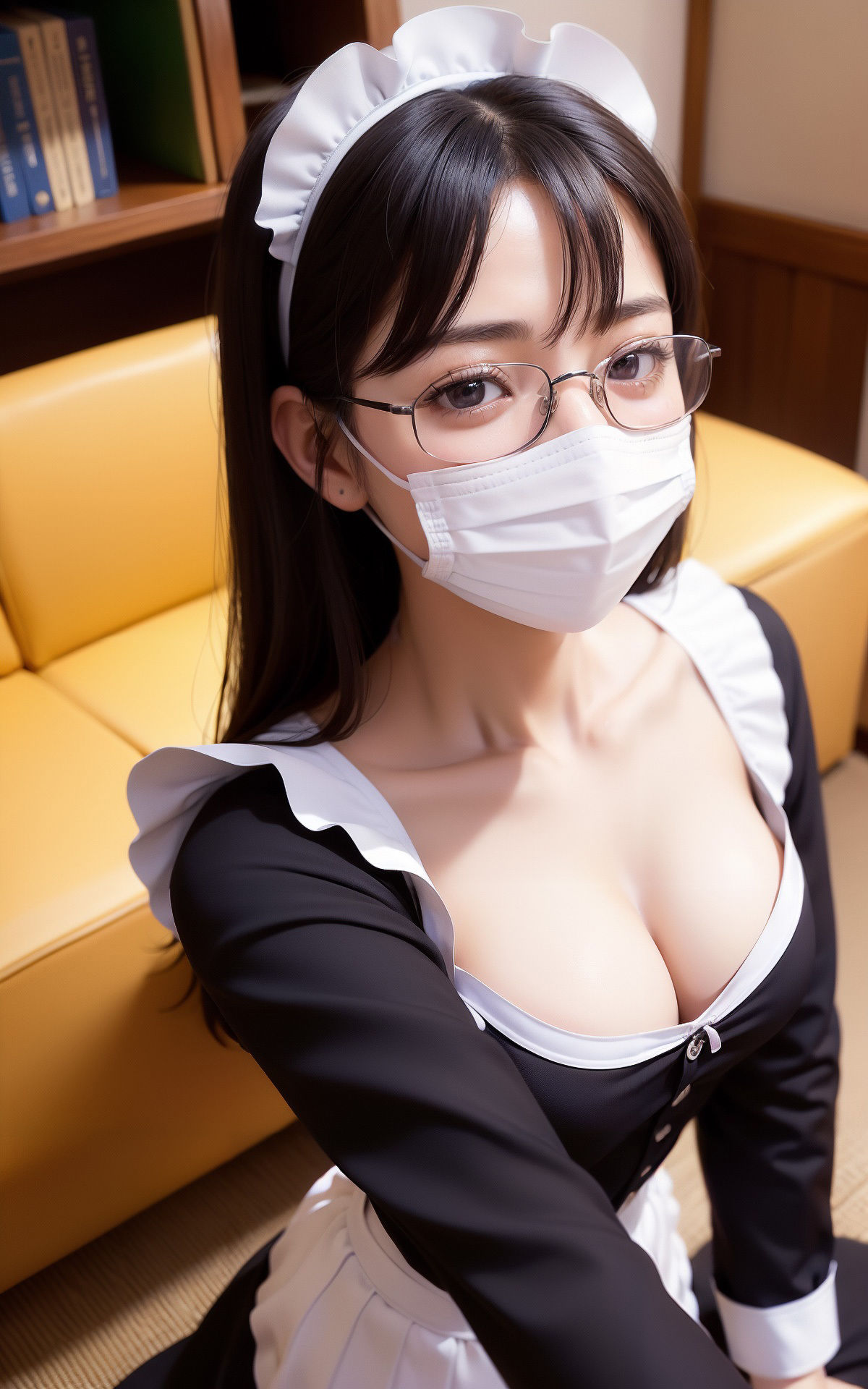 裏垢自撮り大公開!清楚系巨乳メガネちゃんの黒歴史発見!? AI生成ヌードグラビアCG集