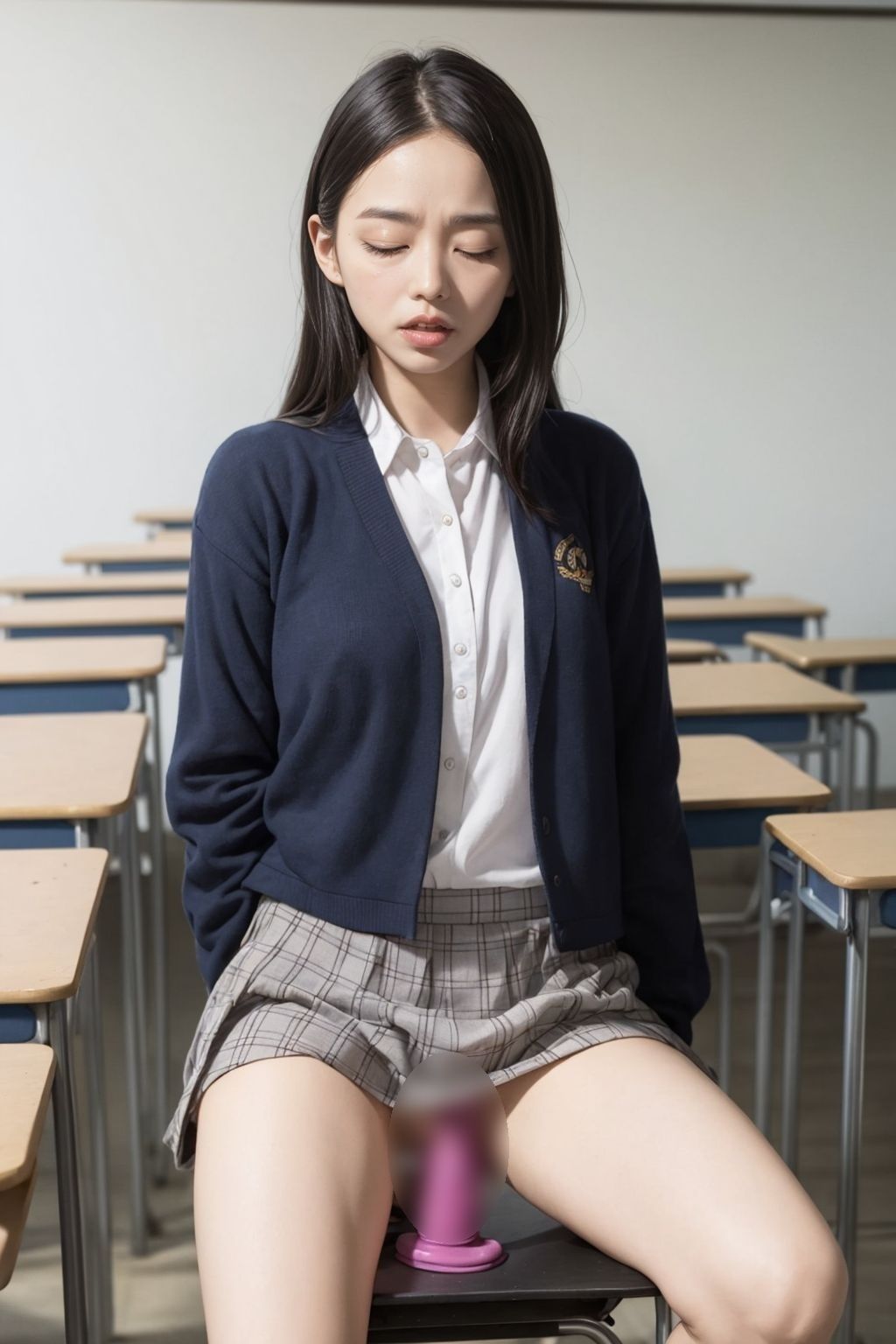 オナニー女子校生!放課後の教室で一人エッチ。極太ディルドでイクっ!