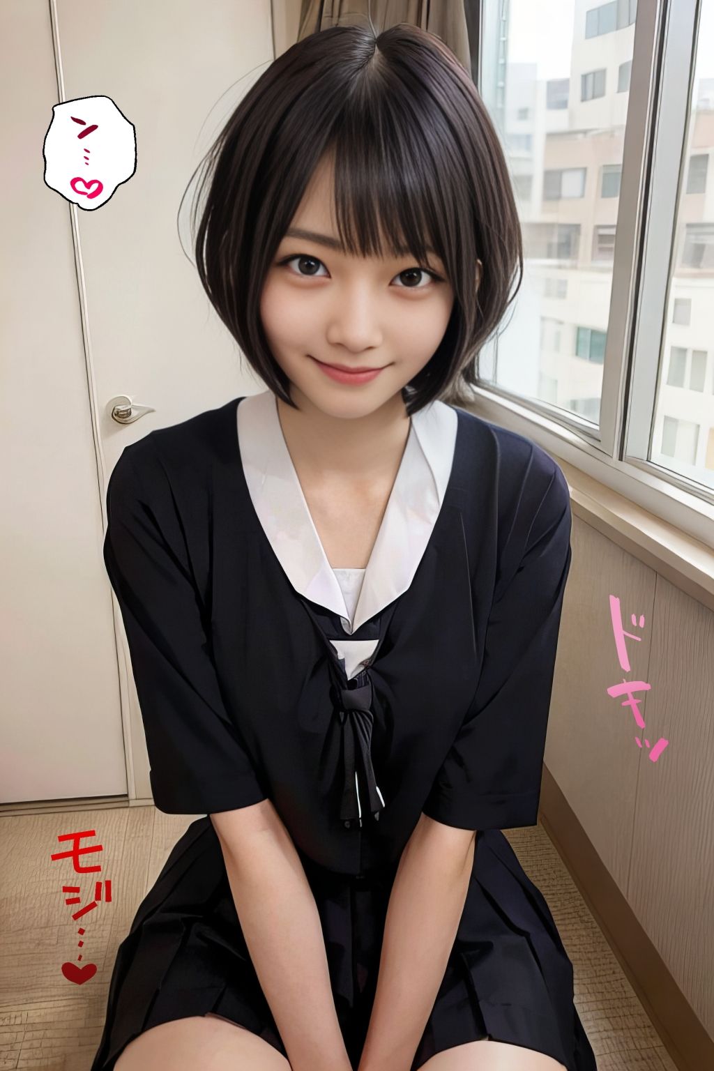 中出しあえぐ短髪少女