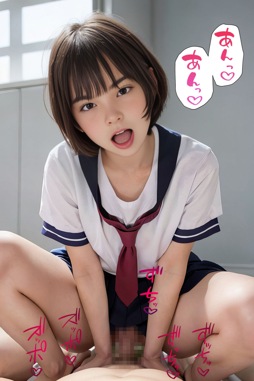 中出しあえぐ短髪少女