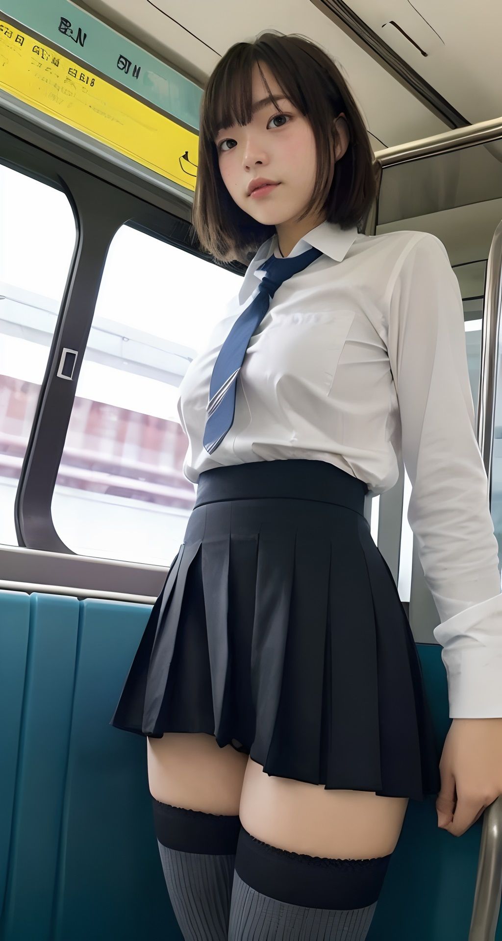 絶対領域！！パンツを見せてくるニーハイ女子校生たち AIグラビア写真集