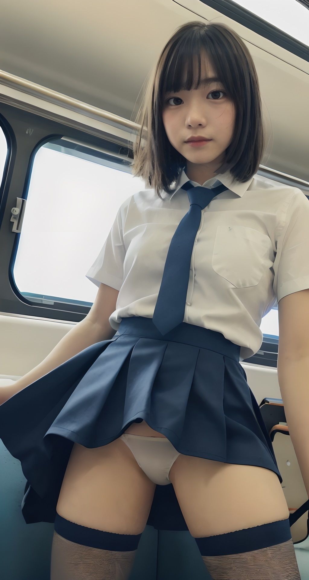 絶対領域！！パンツを見せてくるニーハイ女子校生たち AIグラビア写真集
