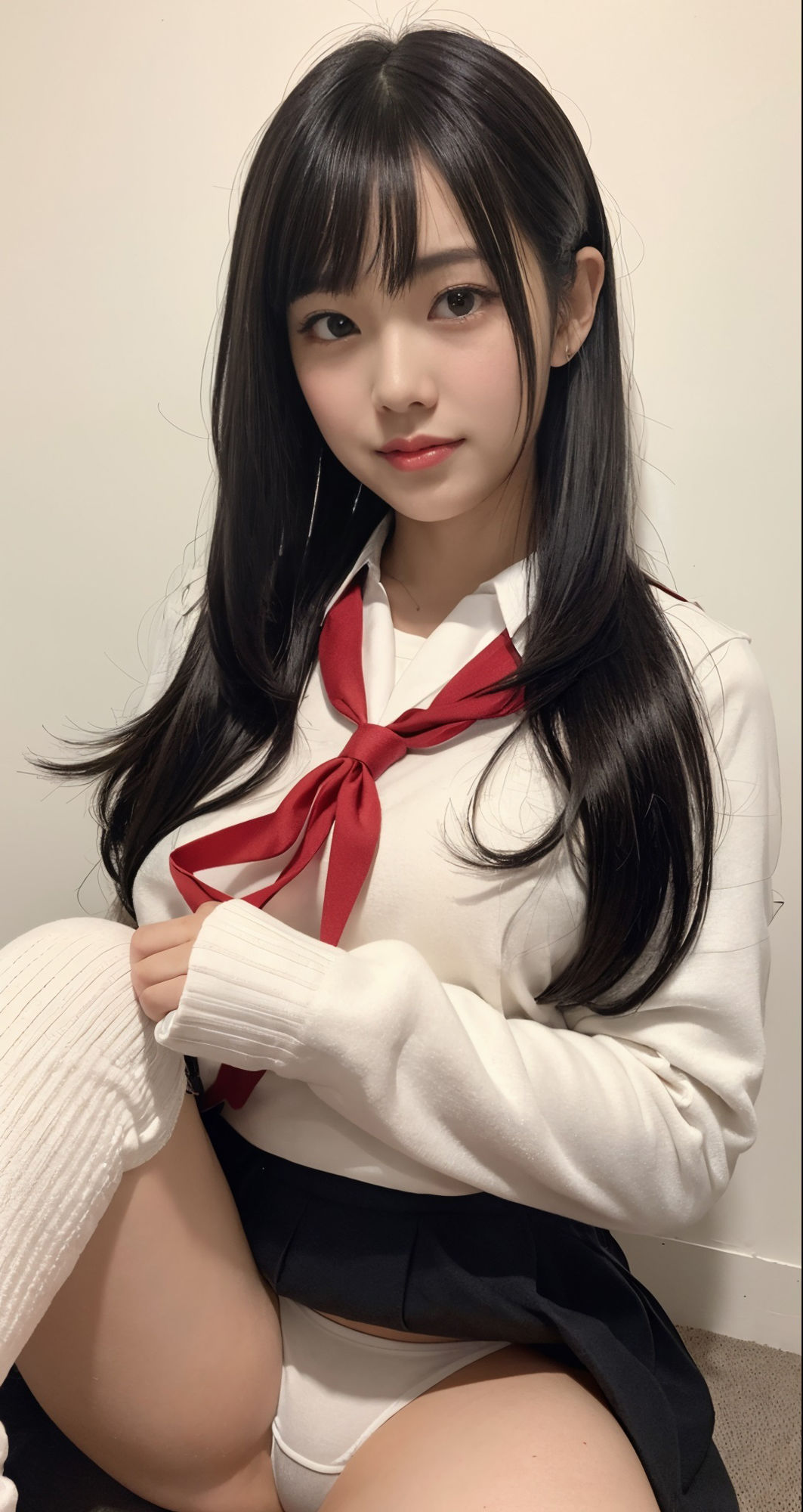 絶対領域！！パンツを見せてくるニーハイ女子校生たち AIグラビア写真集