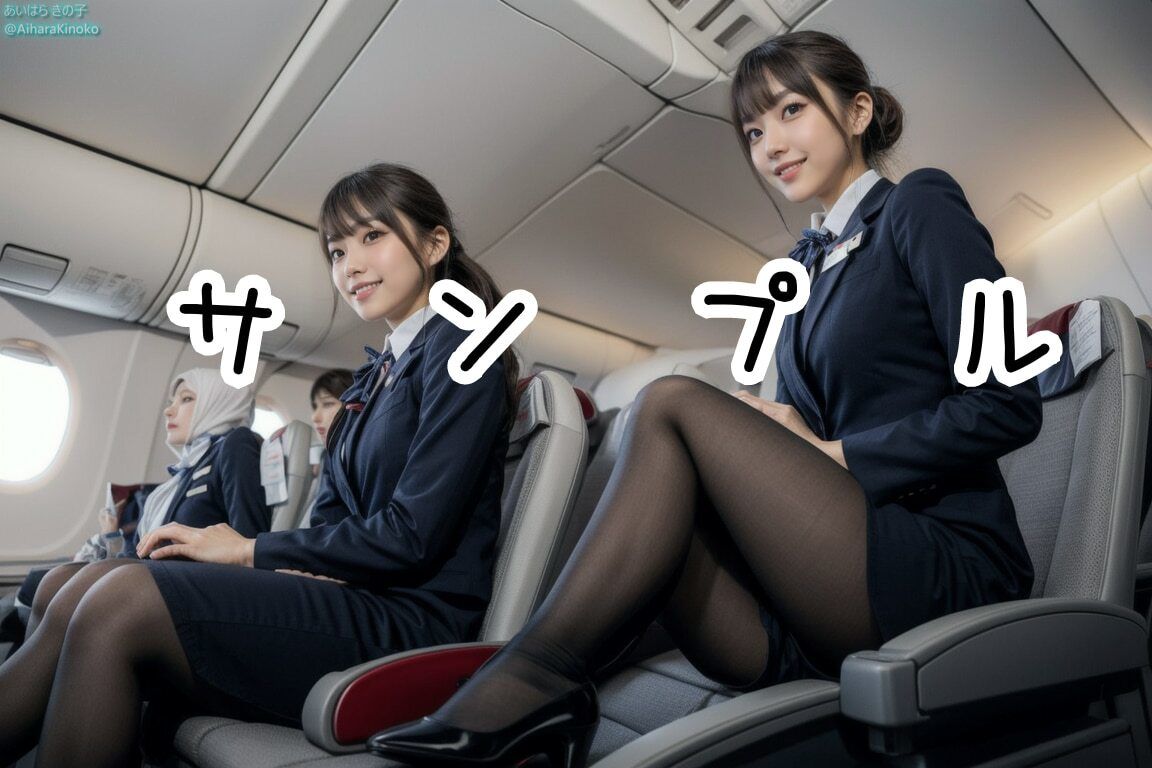 【盗撮風】美人CAさん達の黒スト美脚集(たまにパンチラ?)