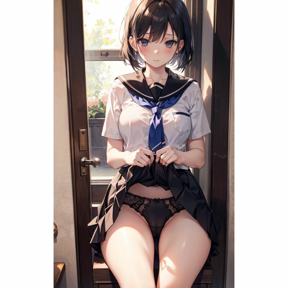 スカートめくって