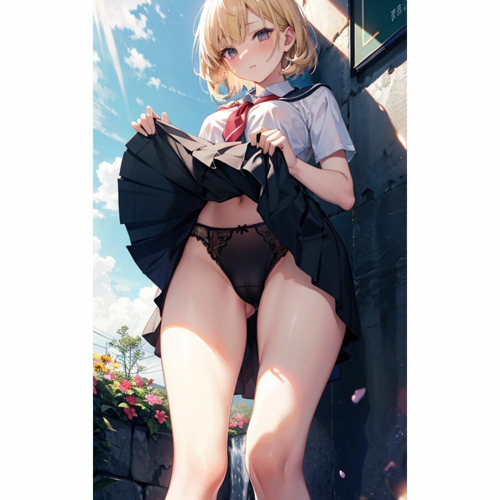 スカートめくって