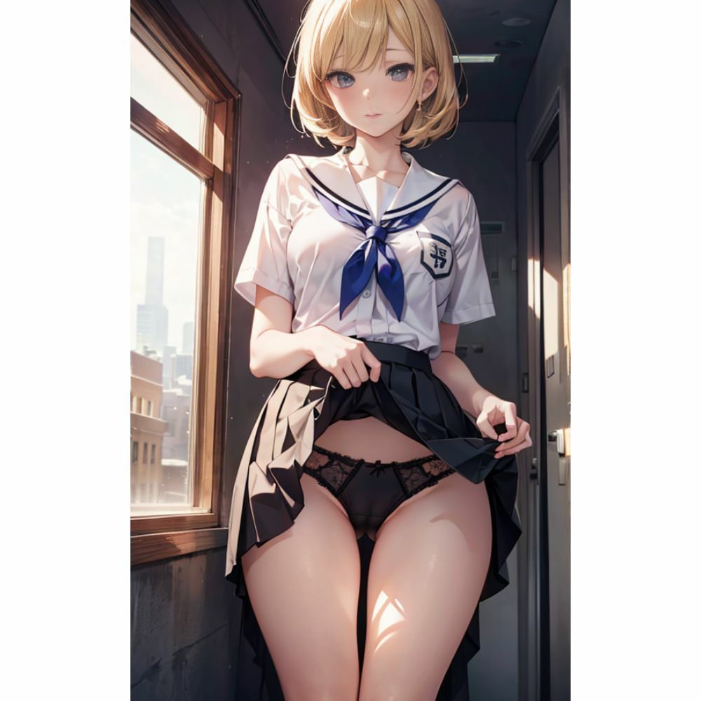 スカートめくって