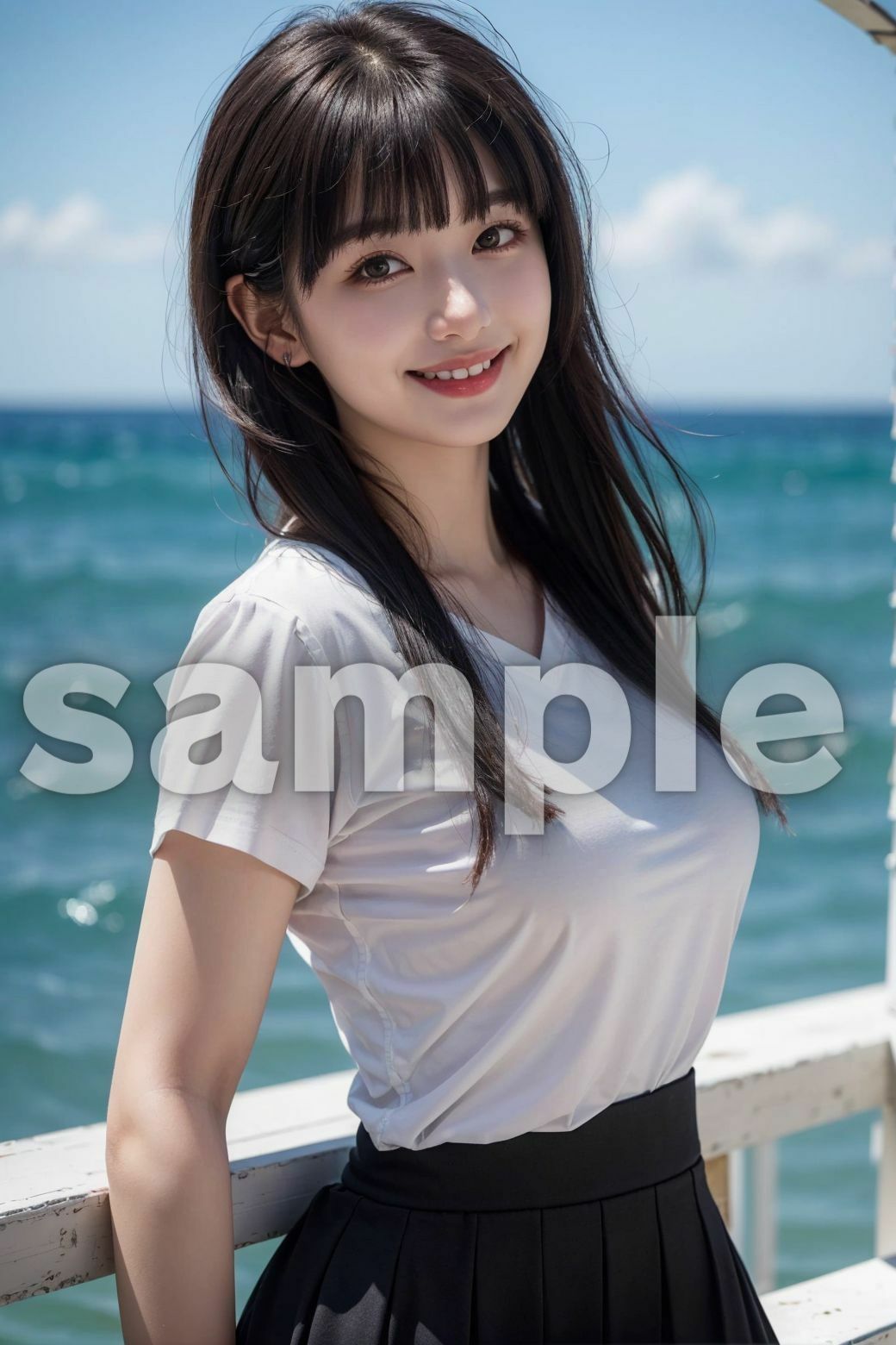 美女と海辺で野外プレイ