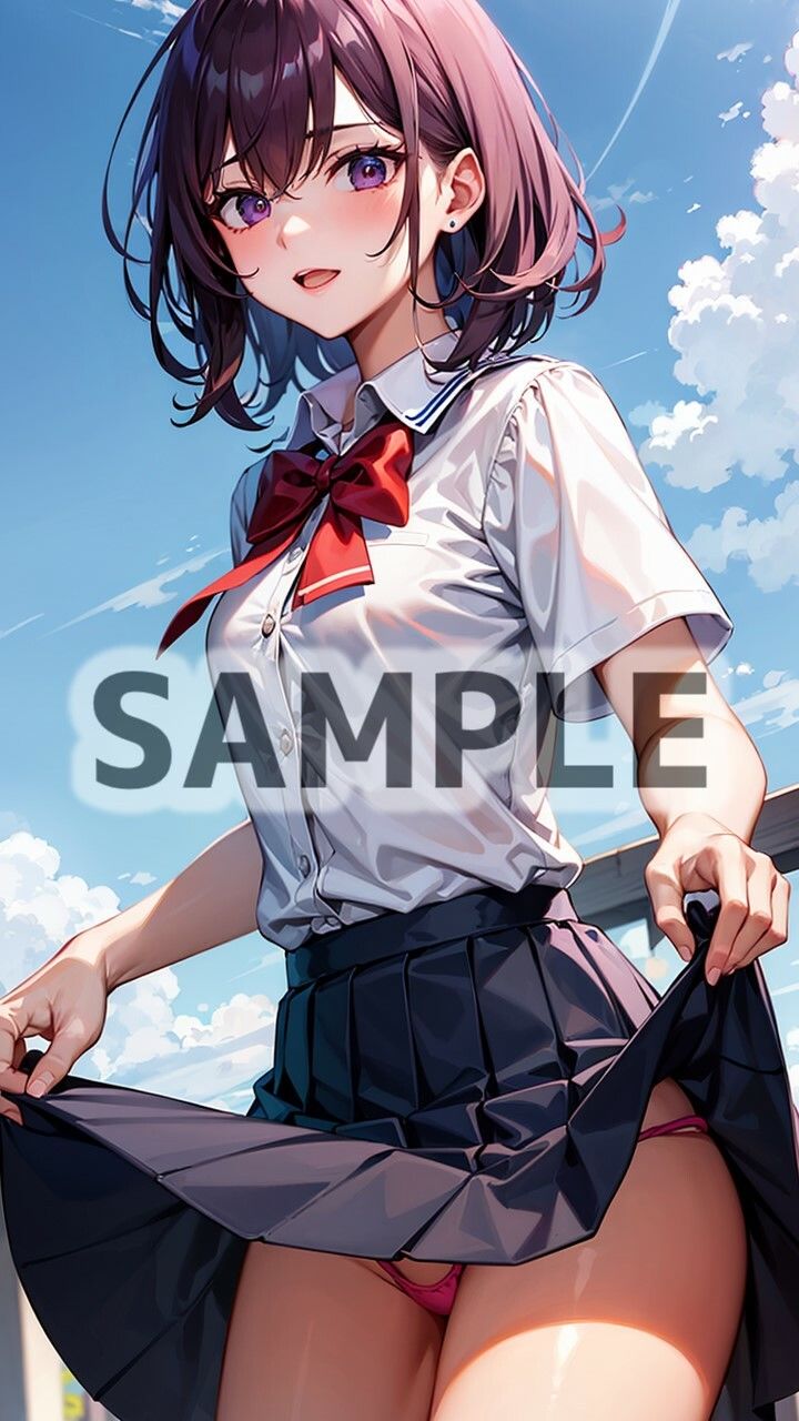 自ら下着を見せてくれる制服女子