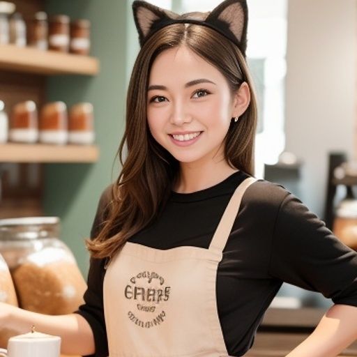 猫耳バリスタ美女のおっぱい（セリフなし AI画像集）