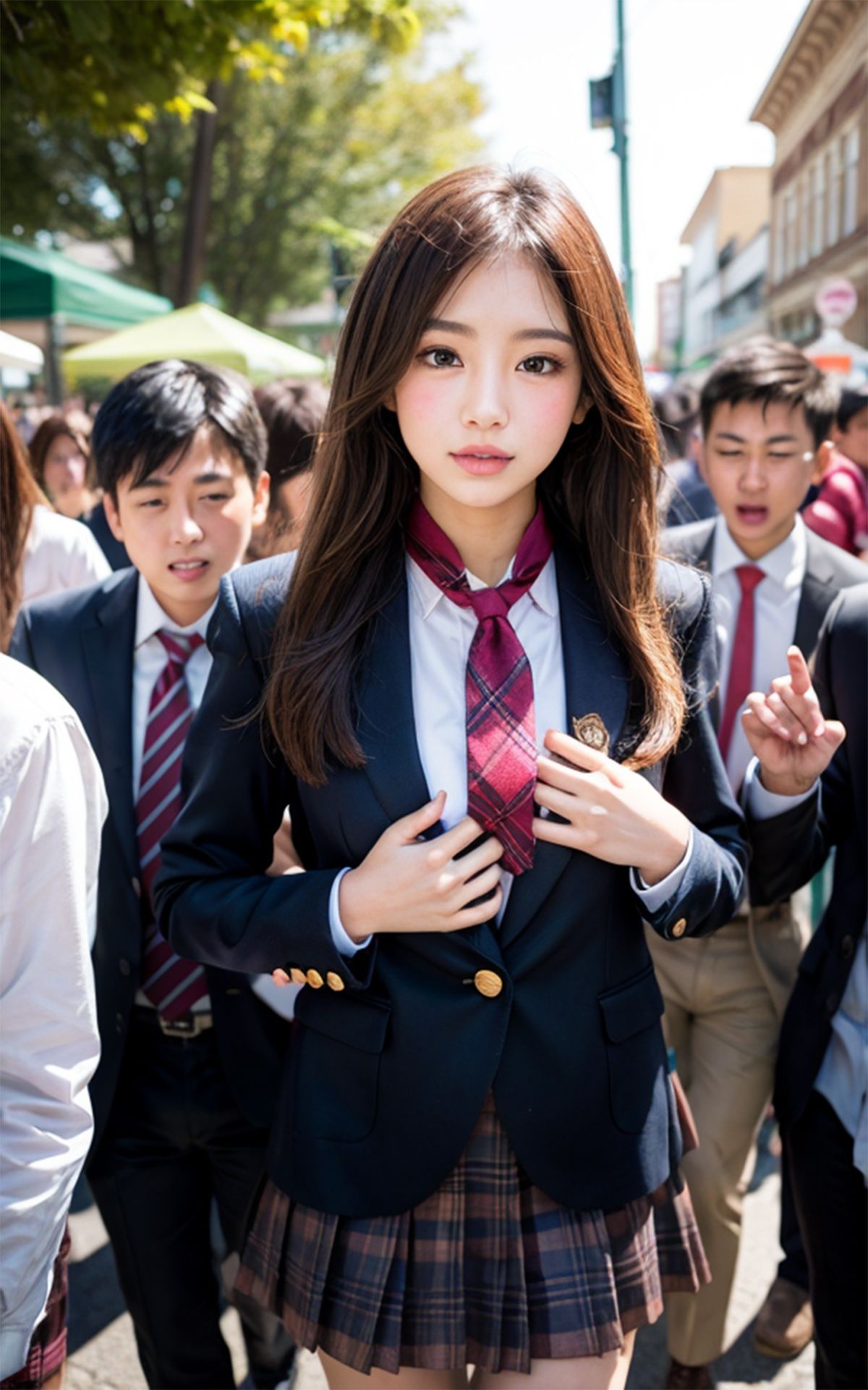 女子〇生が野外露出したら、飢えた男達に囲まれて街中大混乱！！