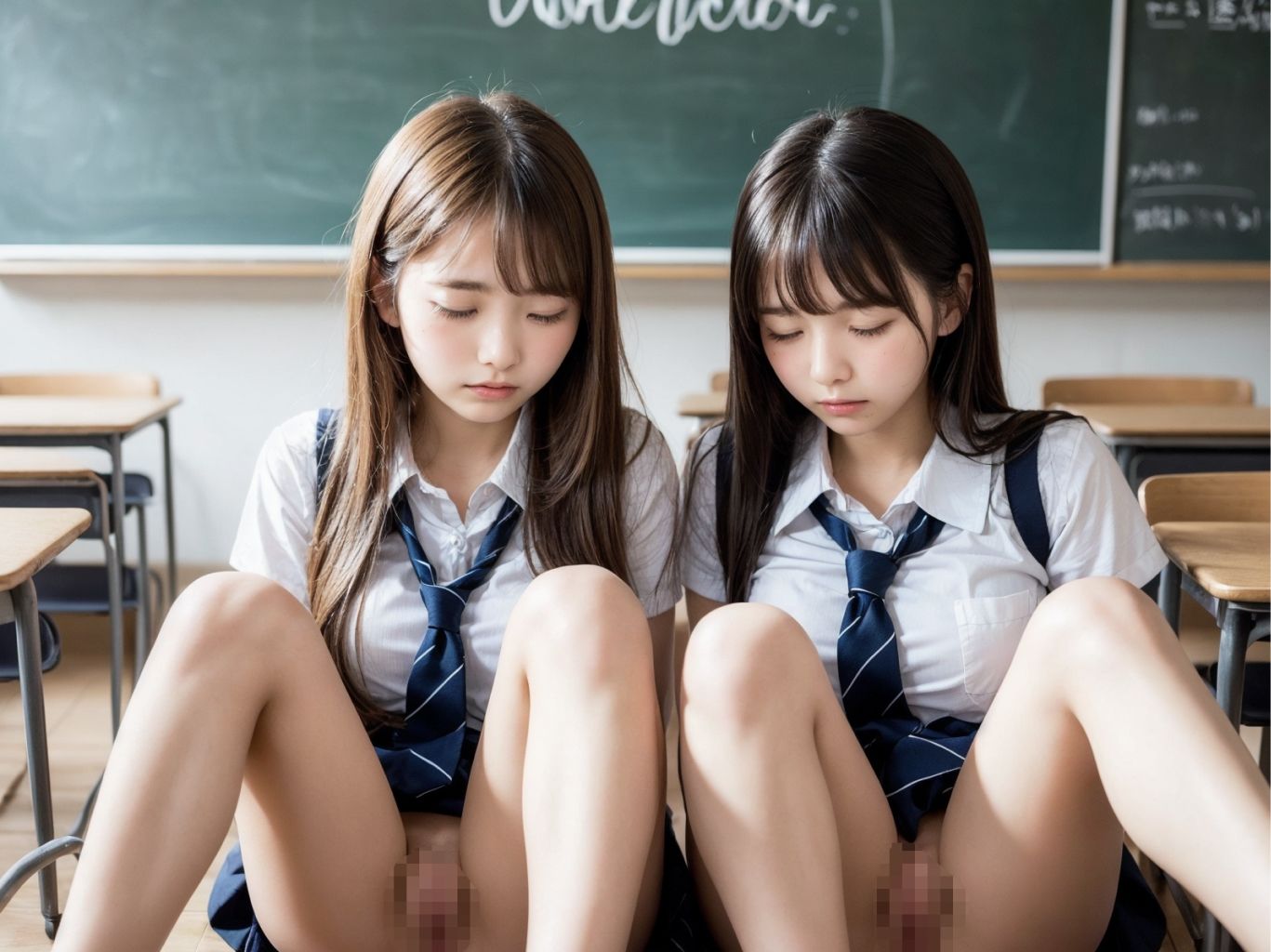 女子校生の教え子たちを放課後の教室によびだし生ハメ3P