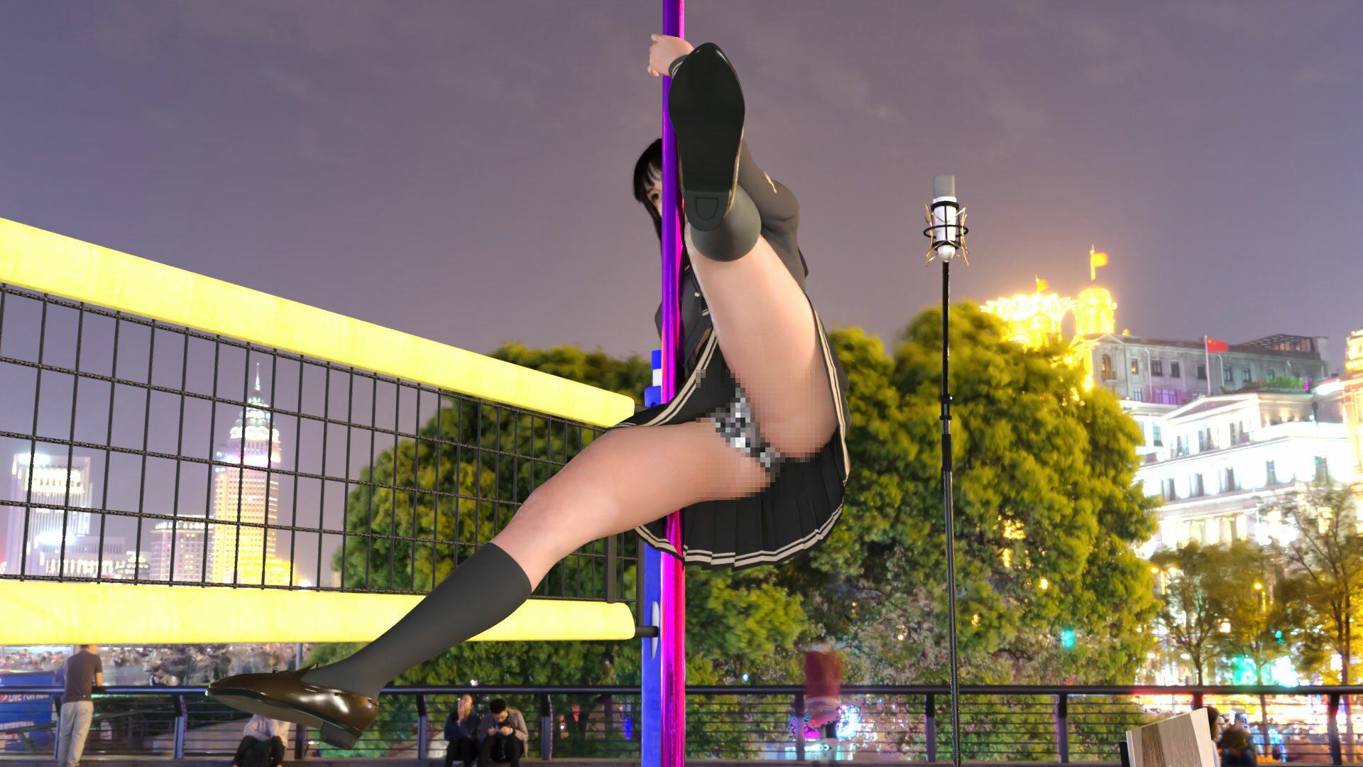 盗撮実現党の党員として公認を受けた女性候補『本藤まな』番外編:ポールダンス・PV02（サテン地ゼブラ柄パンティ編）