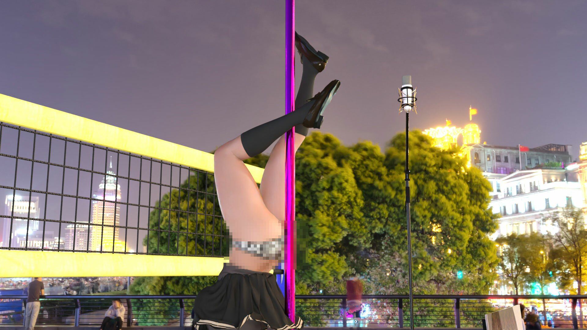 盗撮実現党の党員として公認を受けた女性候補『本藤まな』番外編:ポールダンス・PV02（サテン地ゼブラ柄パンティ編）