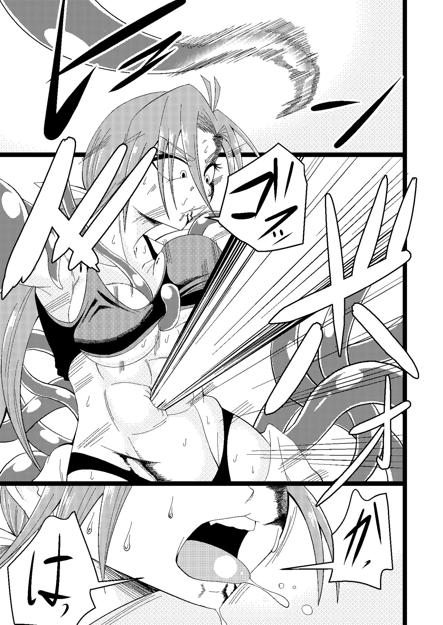 腹筋女を触手でぶん殴る