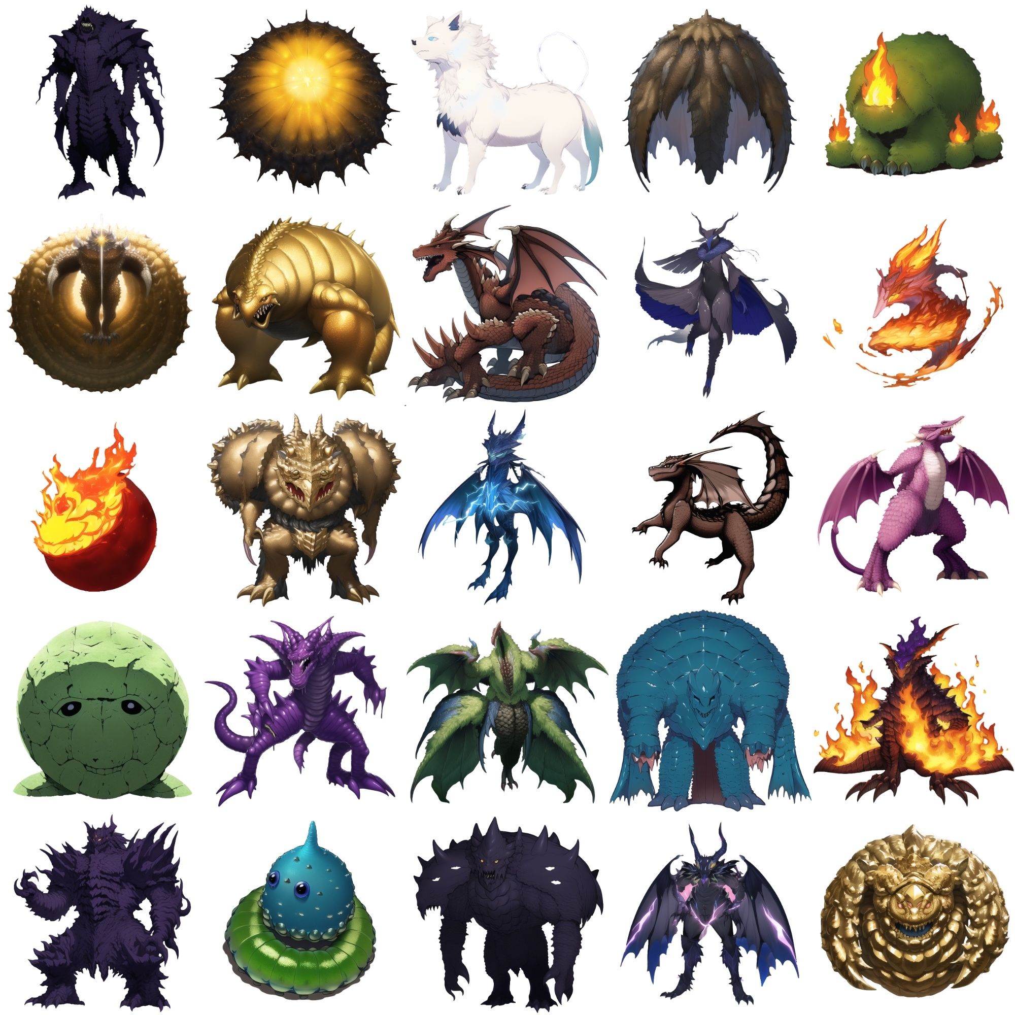 【属性別クリーチャー立ち絵1】著作権フリーの高解像度画像（100枚）