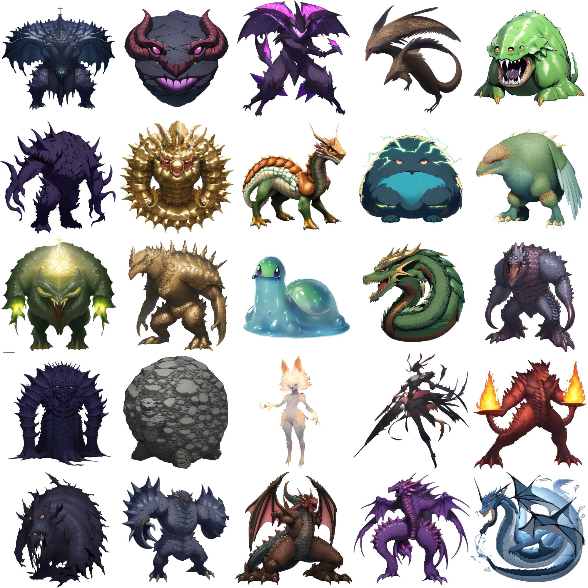 【属性別クリーチャー立ち絵1】著作権フリーの高解像度画像（100枚）