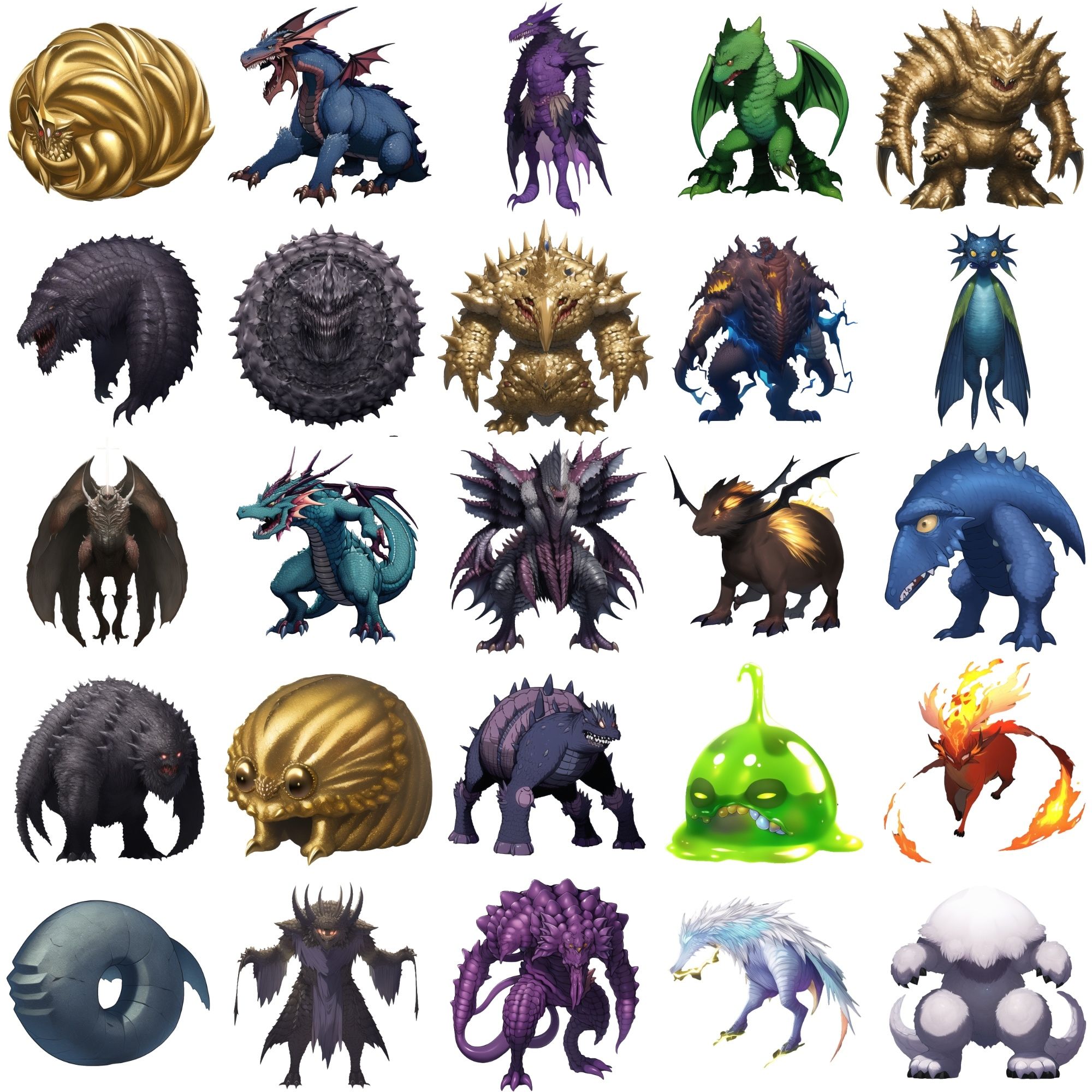 【属性別クリーチャー立ち絵1】著作権フリーの高解像度画像（100枚）