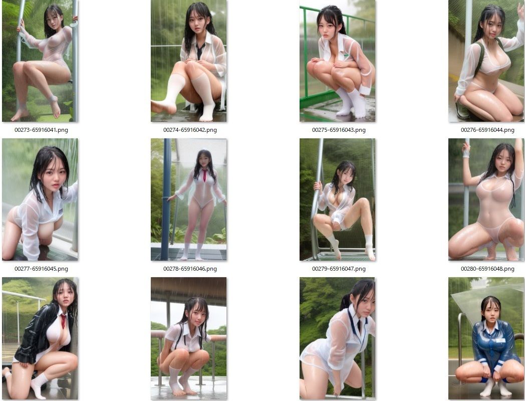 雨に濡れた女性