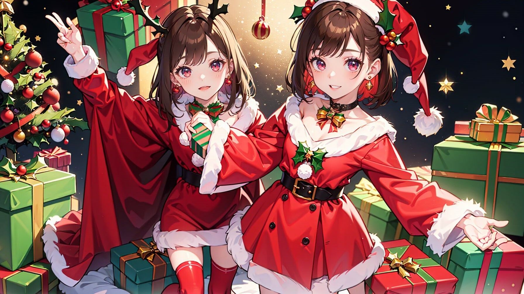 Full HD サンタコスプレイラスト壁紙
