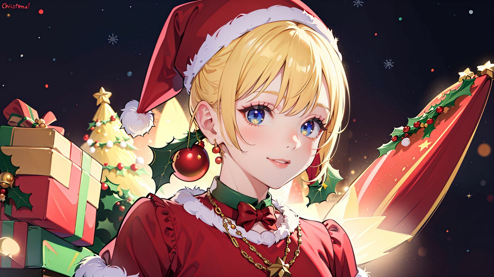 Full HD サンタコスプレイラスト壁紙