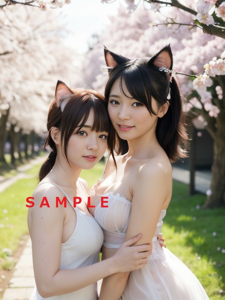 ネコ耳ナチュラルAI美少女 お花見ちょっと百合〜アイドル級の非日常2
