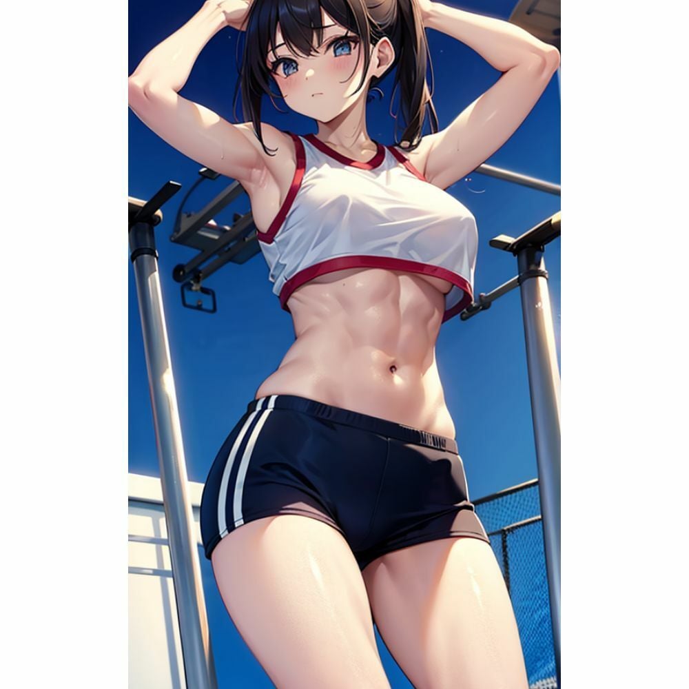 スポーツ女子の美しい腹筋