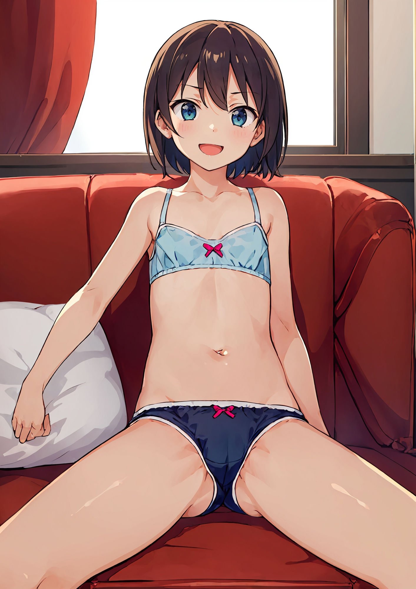 無防備な下着姿の貧乳妹