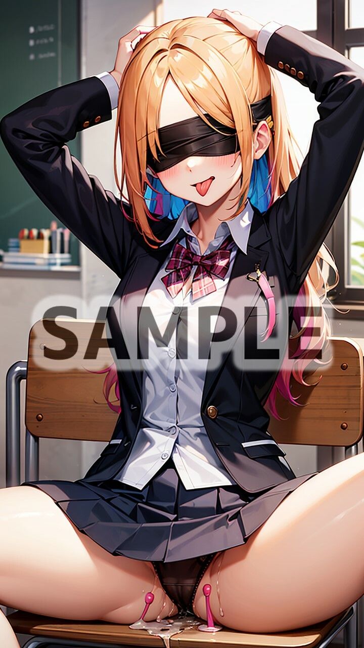 目隠し&バイブでトロトロになった制服女子