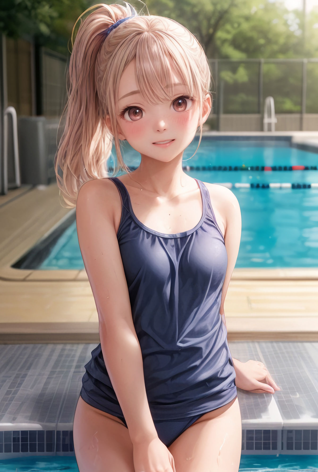 溶けるスク水〜徐々に露わになる裸体〜