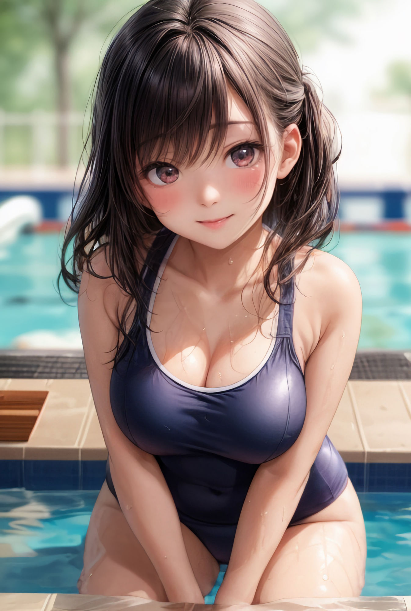 溶けるスク水〜徐々に露わになる裸体〜