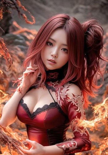 異世界の紅炎舞 赤 × 火 × 若き女性 Vol.2 火の鼓動