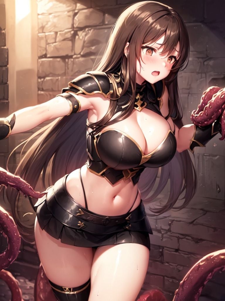 触手に襲われた女戦士
